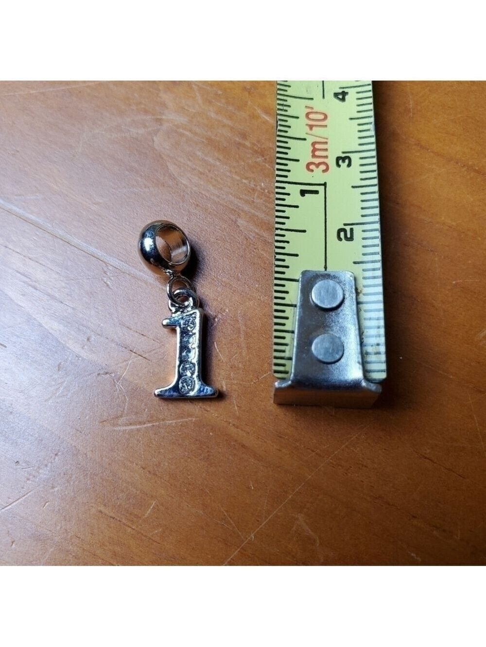 NWOT charm, silver colored number 1 with clear stone embellishments - Picture 3 of 3
